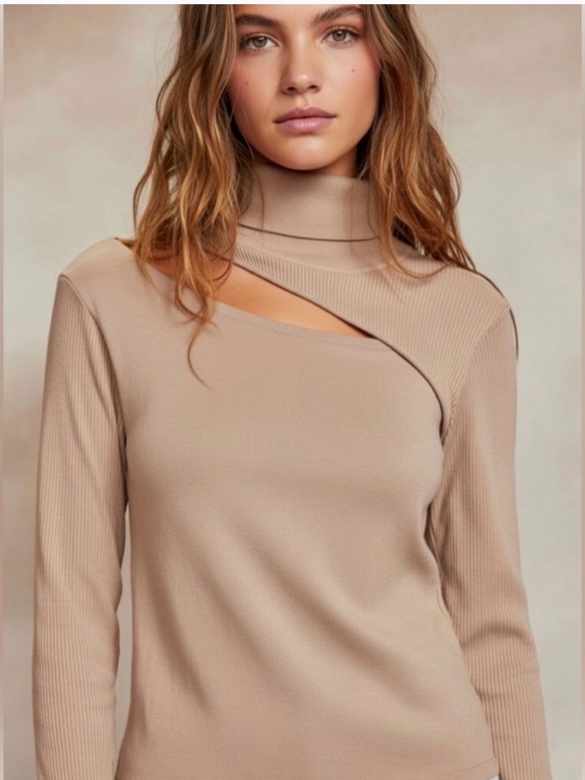 L'agence Womens Xs Everlee Cutout Sweater In Walnut Tan